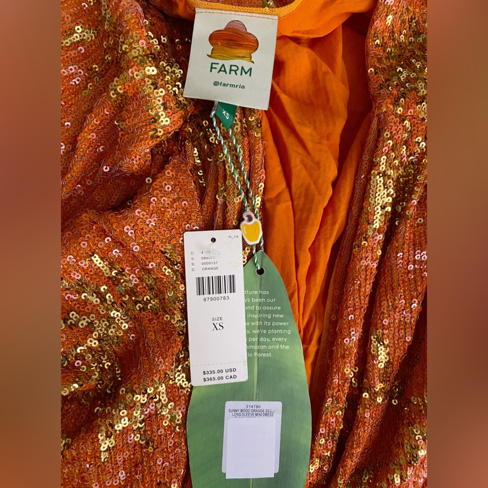 Farm Rio Sunny Mood Sequin Long-Sleeve Mini Dress size XS new nwt - Picture 5 of 7